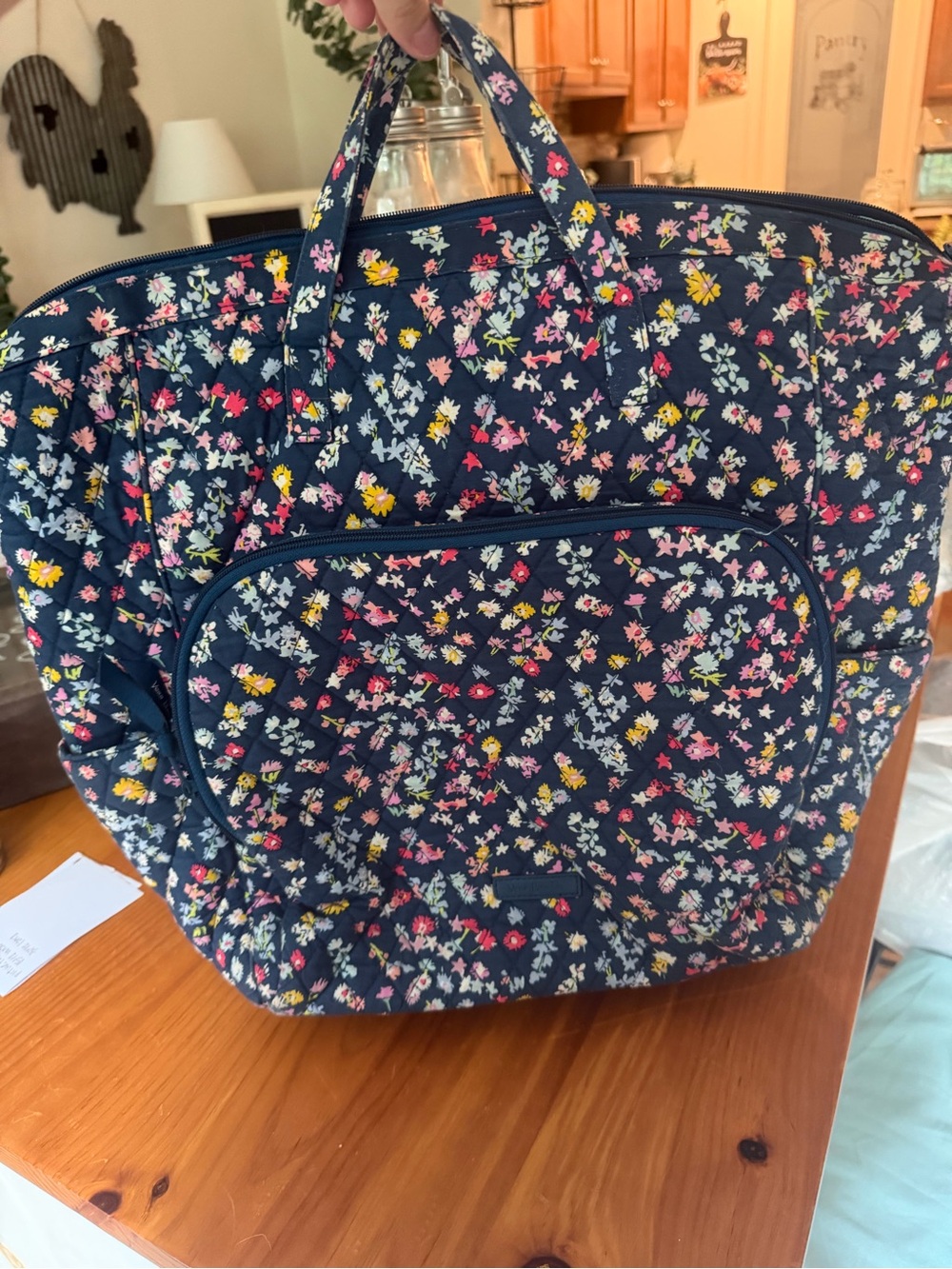 Vera Bradley Quilted Navy Floral Tote Bag - Women's Carryall